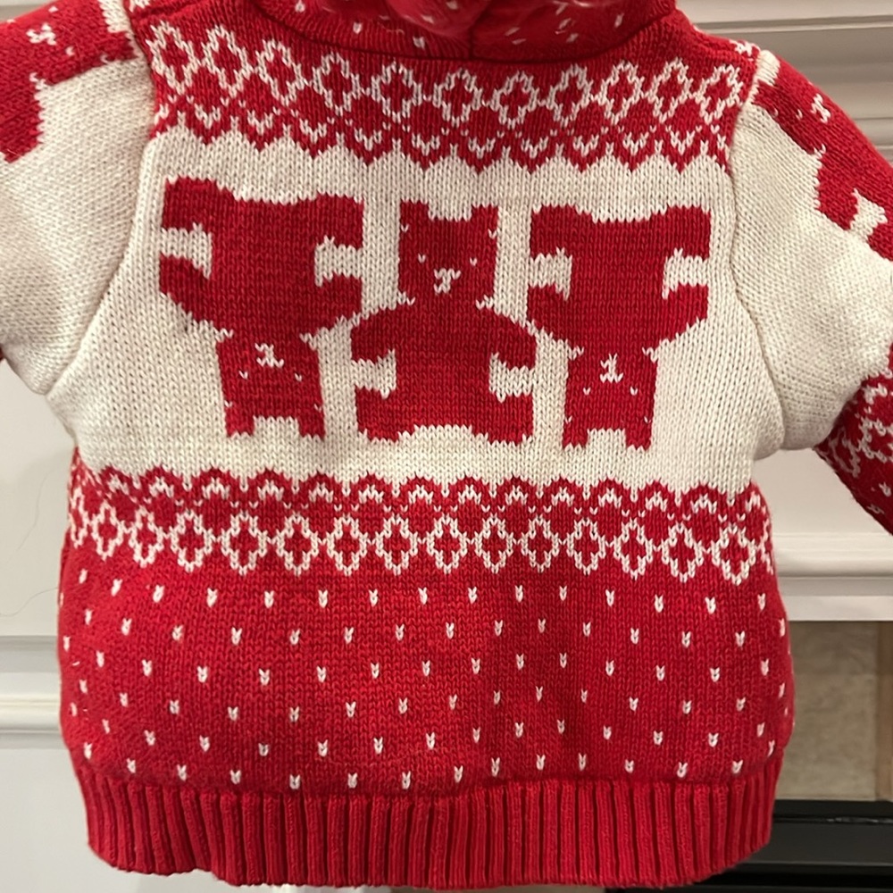 Baby Gap Sherpa Christmas Holiday Bear Cardigan Sweater NWT 3-6 Month NWT - Picture 4 of 4